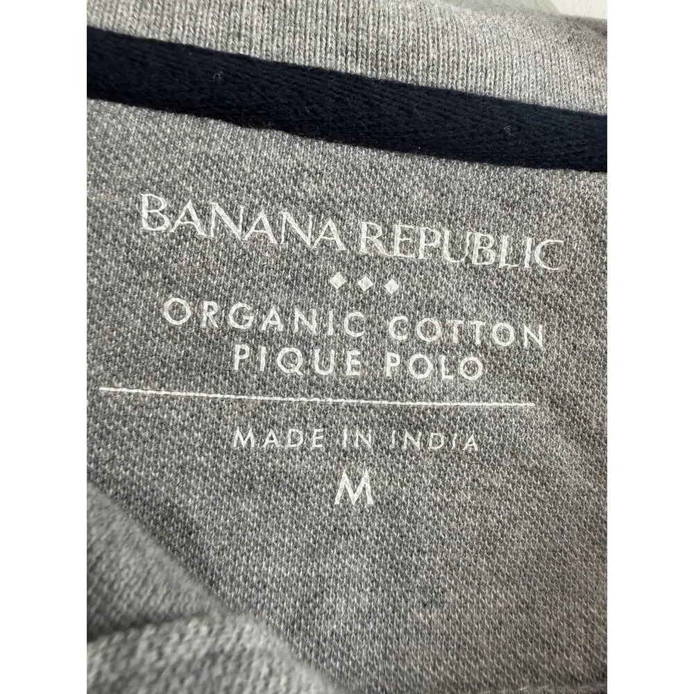 Banana Republic Organic Cotton Pique Polo Short Sleeve Blue gray lavender Size-M
